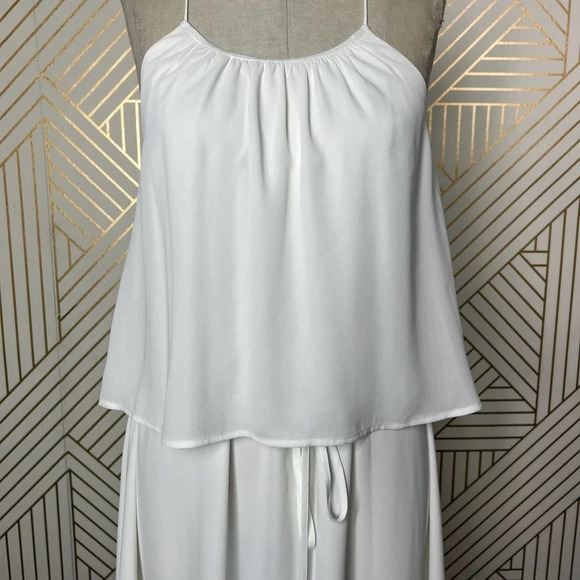 ATM Anthony Thomas Melilo Tie-detailed Georgette Midi Dress In Chalk Size Medium - Picture 4 of 12